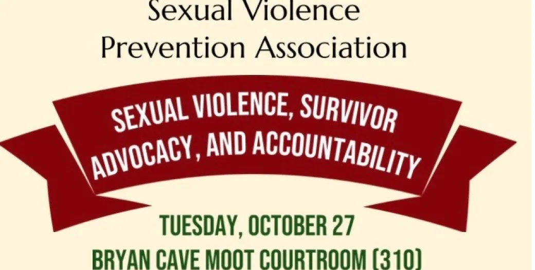 "Sexual Violence Prevention Association cropped flyer with event name and details"